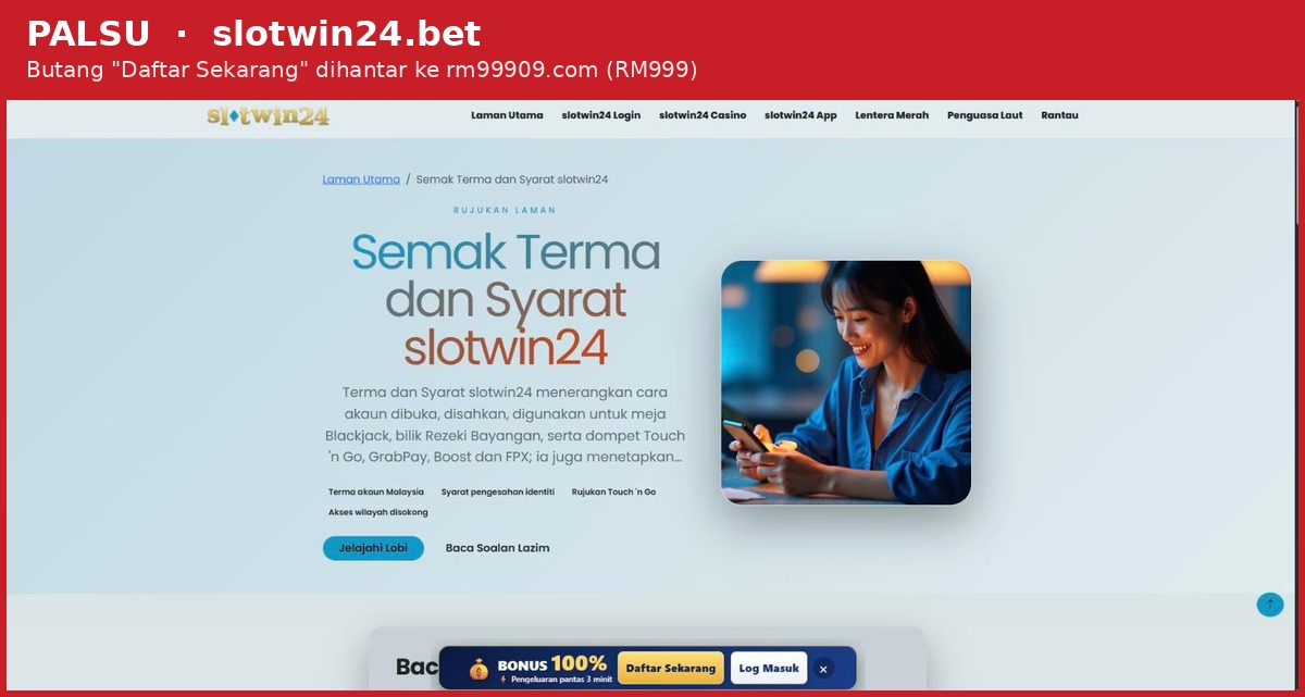 Laman palsu slotwin24.bet yang menyamar sebagai SlotWin24